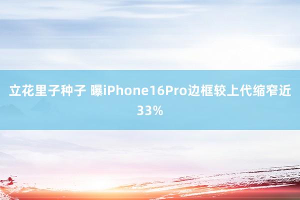 立花里子种子 曝iPhone16Pro边框较上代缩窄近33%