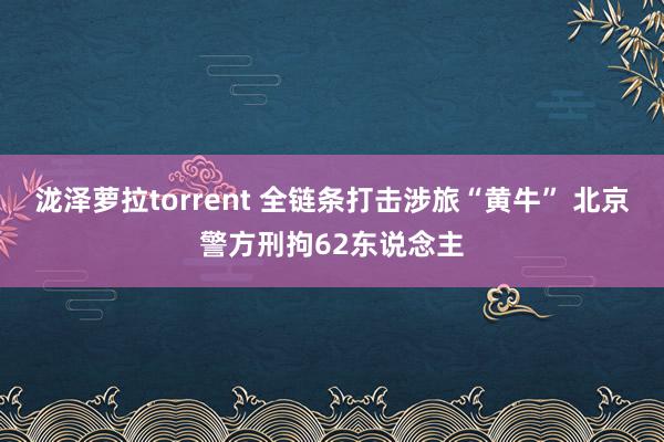 泷泽萝拉torrent 全链条打击涉旅“黄牛” 北京警方刑拘62东说念主