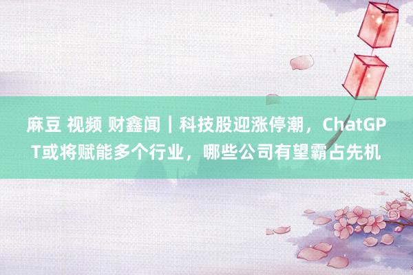 麻豆 视频 财鑫闻｜科技股迎涨停潮，ChatGPT或将赋能多个行业，哪些公司有望霸占先机