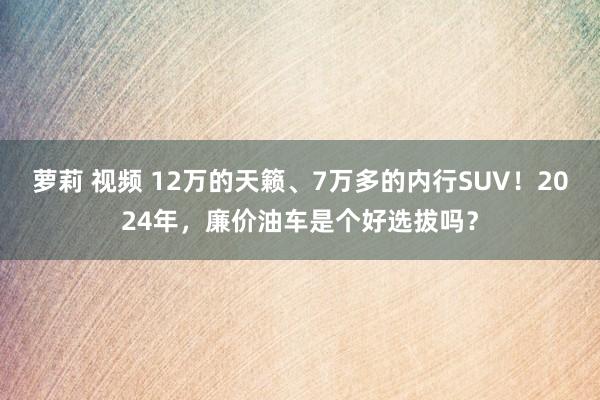 萝莉 视频 12万的天籁、7万多的内行SUV！2024年，廉价油车是个好选拔吗？