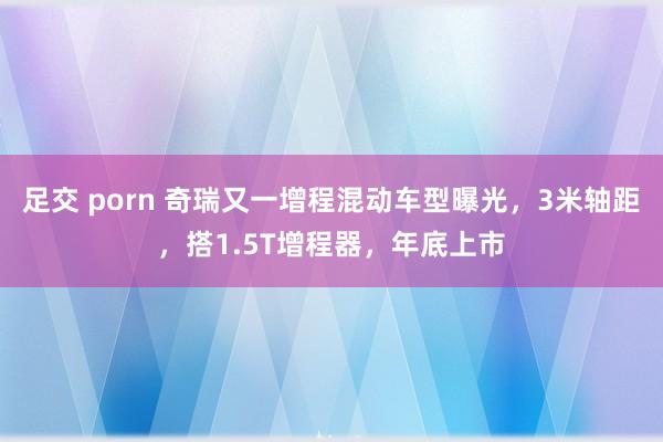 足交 porn 奇瑞又一增程混动车型曝光，3米轴距，搭1.5T增程器，年底上市