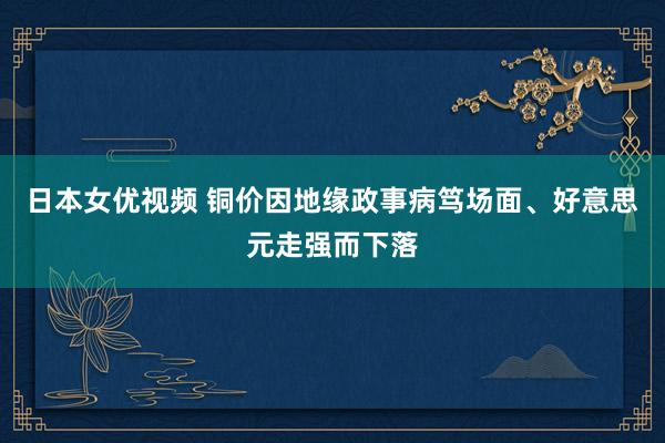 日本女优视频 铜价因地缘政事病笃场面、好意思元走强而下落