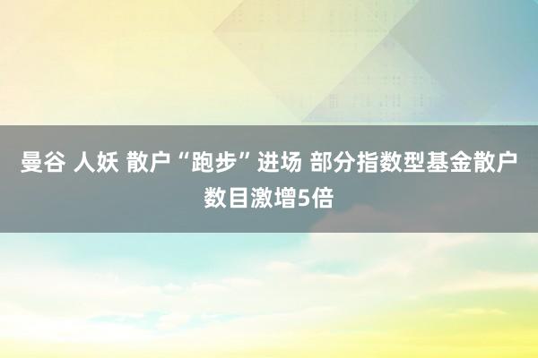 曼谷 人妖 散户“跑步”进场 部分指数型基金散户数目激增5倍