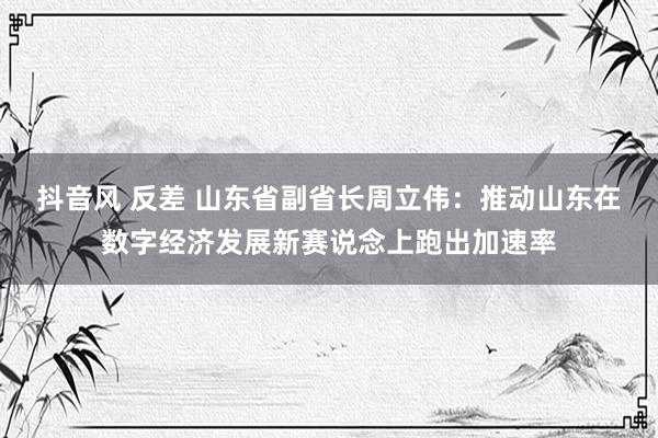 抖音风 反差 山东省副省长周立伟：推动山东在数字经济发展新赛说念上跑出加速率