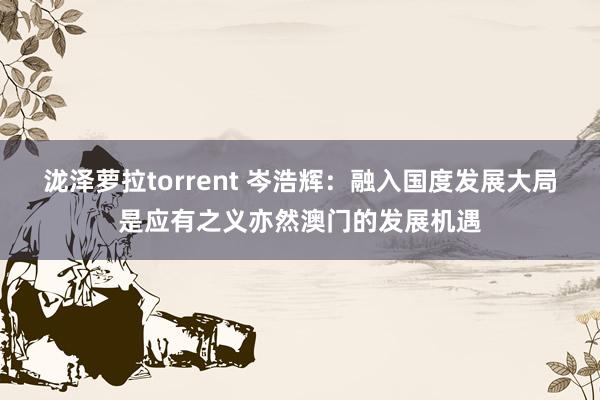 泷泽萝拉torrent 岑浩辉：融入国度发展大局是应有之义亦然澳门的发展机遇