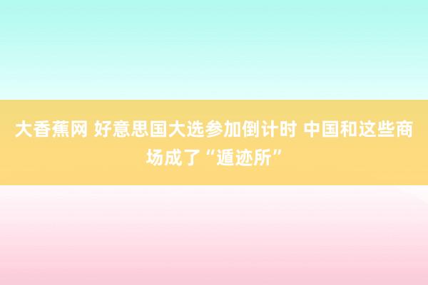 大香蕉网 好意思国大选参加倒计时 中国和这些商场成了“遁迹所”