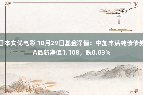 日本女优电影 10月29日基金净值：中加丰满纯债债券A最新净值1.108，跌0.03%