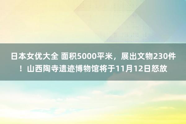 日本女优大全 面积5000平米，展出文物230件！山西陶寺遗迹博物馆将于11月12日怒放