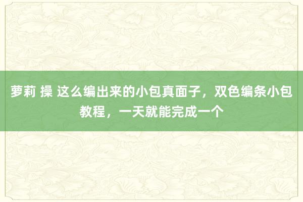 萝莉 操 这么编出来的小包真面子，双色编条小包教程，一天就能完成一个