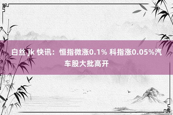 白丝 jk 快讯：恒指微涨0.1% 科指涨0.05%汽车股大批高开