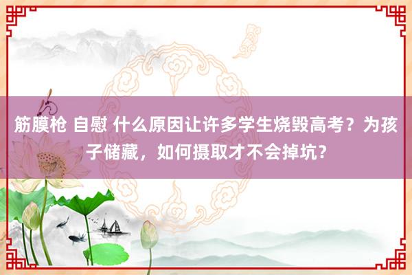 筋膜枪 自慰 什么原因让许多学生烧毁高考？为孩子储藏，如何摄取才不会掉坑？