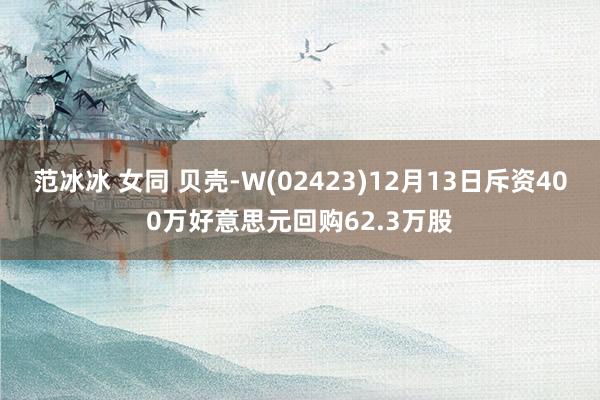 范冰冰 女同 贝壳-W(02423)12月13日斥资400万好意思元回购62.3万股