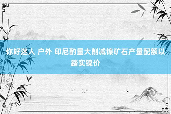 你好迷人 户外 印尼酌量大削减镍矿石产量配额以踏实镍价