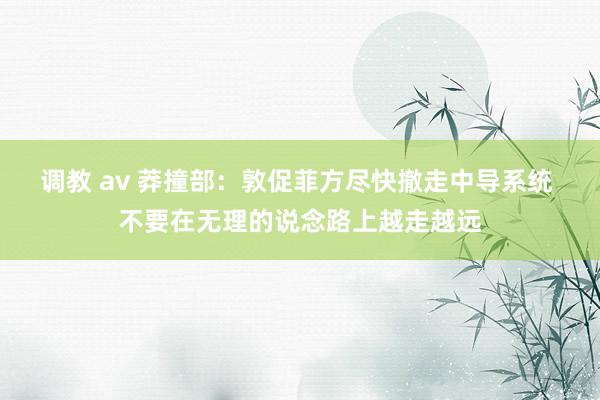 调教 av 莽撞部：敦促菲方尽快撤走中导系统 不要在无理的说念路上越走越远