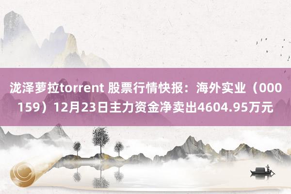 泷泽萝拉torrent 股票行情快报：海外实业（000159）12月23日主力资金净卖出4604.95万元