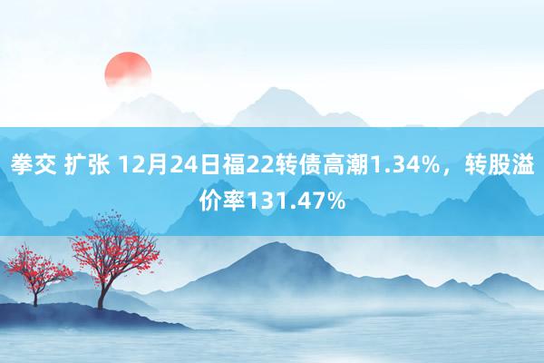 拳交 扩张 12月24日福22转债高潮1.34%，转股溢价率131.47%