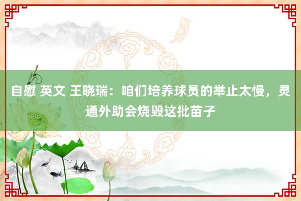 自慰 英文 王晓瑞：咱们培养球员的举止太慢，灵通外助会烧毁这批苗子