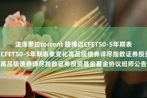 泷泽萝拉torrent 路博迈CFETS0-5年期表象变化债券指数: 路博迈CFETS0-5年期表象变化高品级债券详尽指数证券投资基金基金协议班师公告