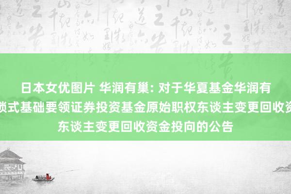 日本女优图片 华润有巢: 对于华夏基金华润有巢租出住房封锁式基础要领证券投资基金原始职权东谈主变更回收资金投向的公告