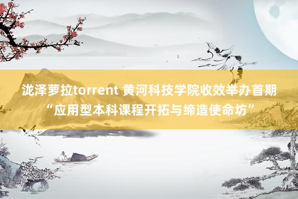 泷泽萝拉torrent 黄河科技学院收效举办首期“应用型本科课程开拓与缔造使命坊”