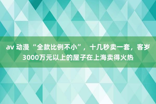 av 动漫 “全款比例不小”，十几秒卖一套，客岁3000万元以上的屋子在上海卖得火热