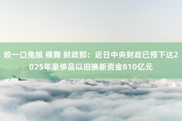 咬一口兔娘 裸舞 财政部：近日中央财政已预下达2025年豪侈品以旧换新资金810亿元