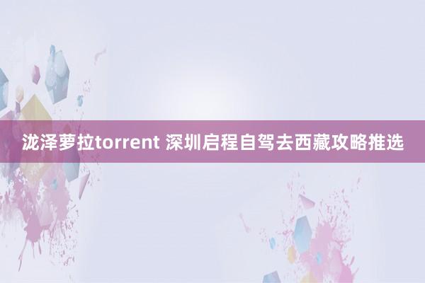 泷泽萝拉torrent 深圳启程自驾去西藏攻略推选