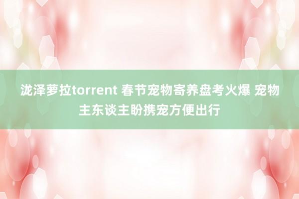 泷泽萝拉torrent 春节宠物寄养盘考火爆 宠物主东谈主盼携宠方便出行