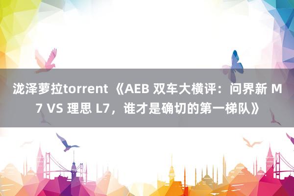 泷泽萝拉torrent 《AEB 双车大横评：问界新 M7 VS 理思 L7，谁才是确切的第一梯队》