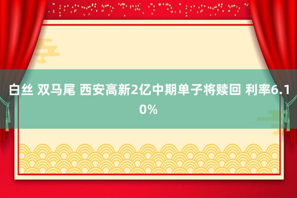 白丝 双马尾 西安高新2亿中期单子将赎回 利率6.10%
